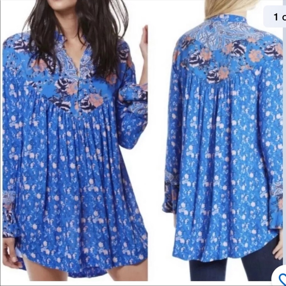 Free People Blue Wildflower Top XS